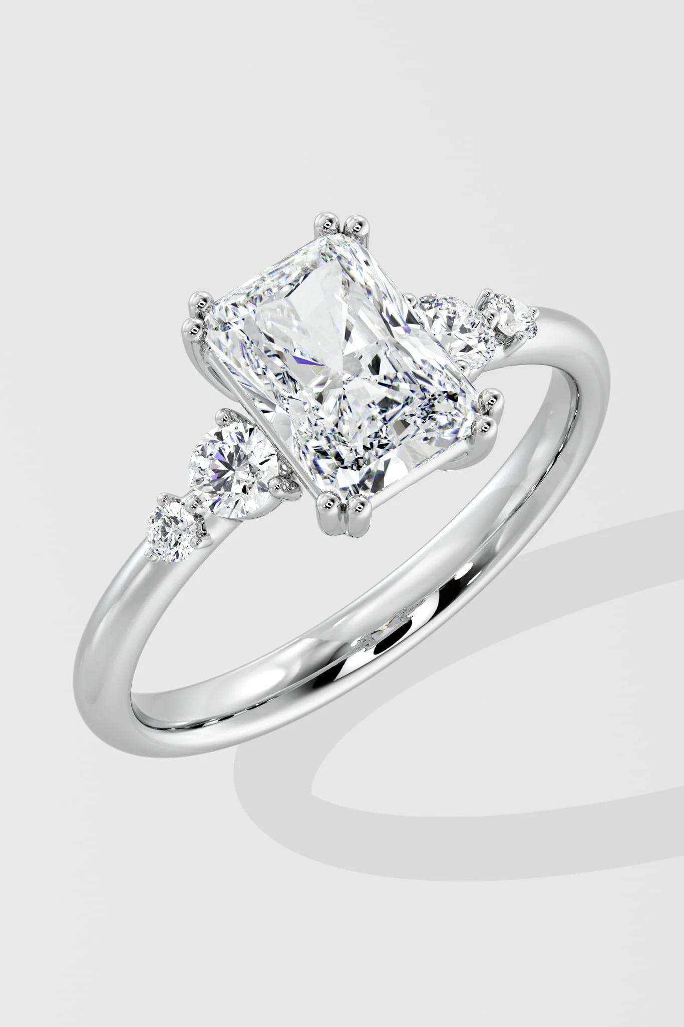 1 Ct Radiant Accent Ring - Image 5